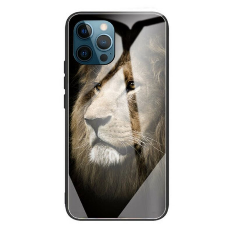 Handyhülle Für iPhone 13 Pro Löwenkopf Aus Gehärtetem Glas