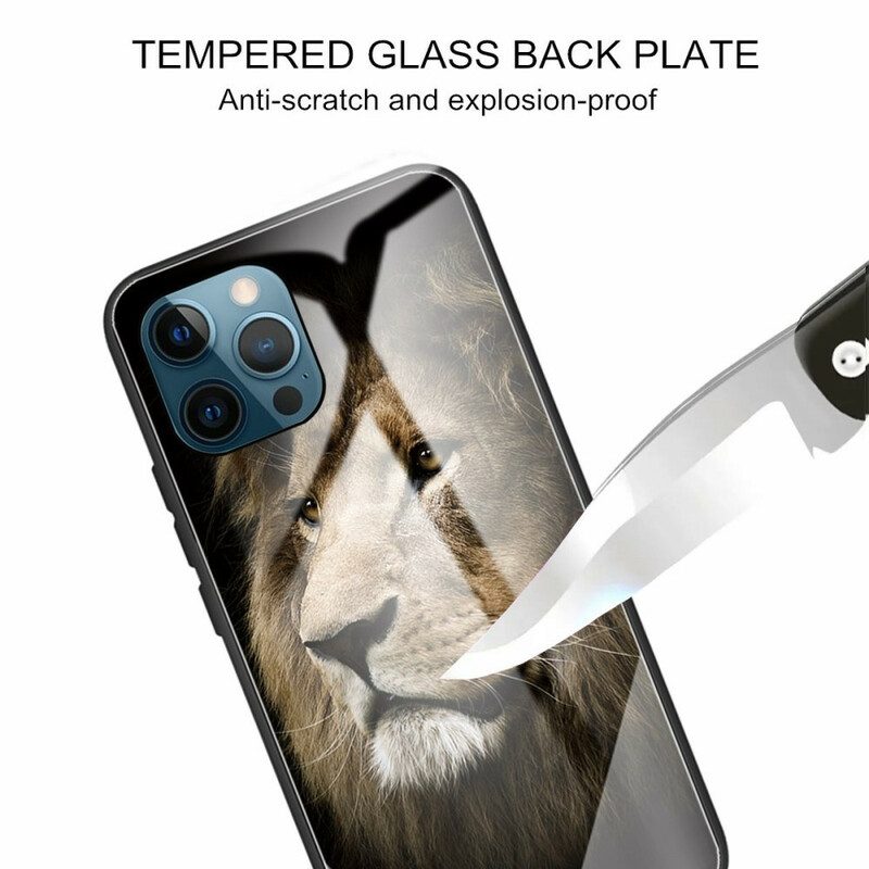 Handyhülle Für iPhone 13 Pro Löwenkopf Aus Gehärtetem Glas