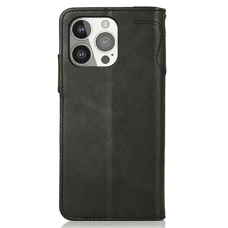 Lederhüllen Für iPhone 13 Pro Khazneh Magnetknopf