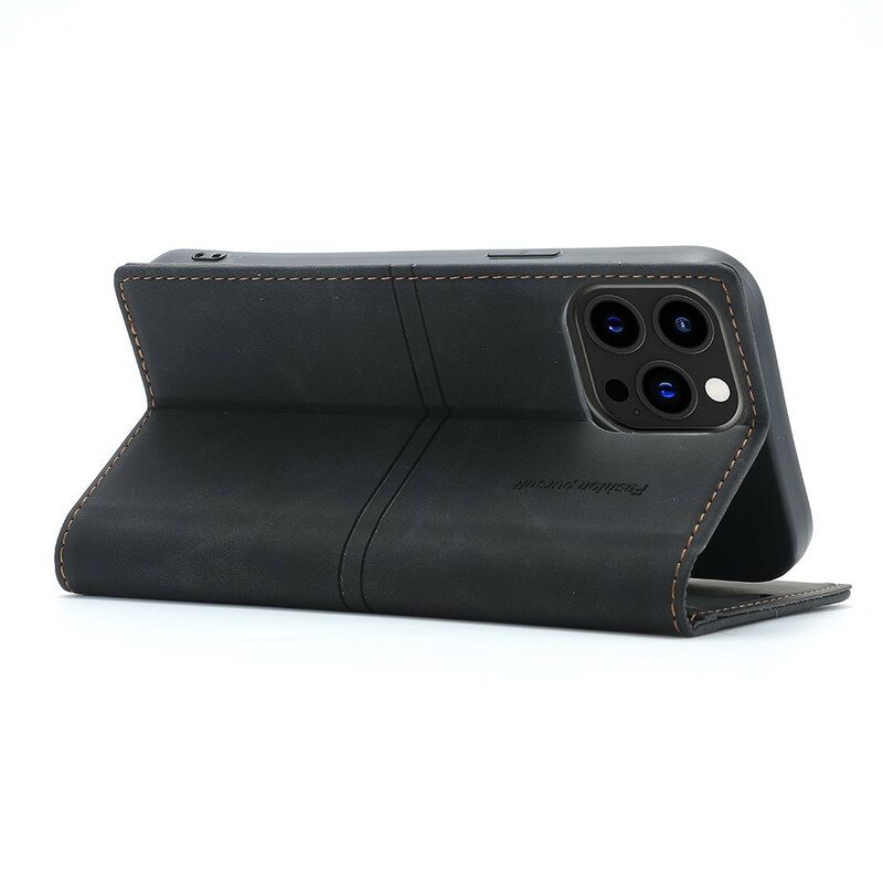 Schutzhülle Für iPhone 13 Pro Flip Case Stil: Ledernaht. Magnetverschluss