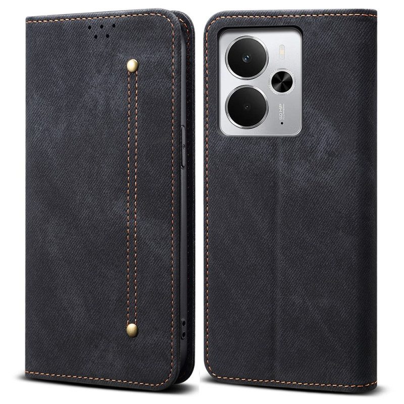 Flip Case Für Realme 14 5g Jeansstoff