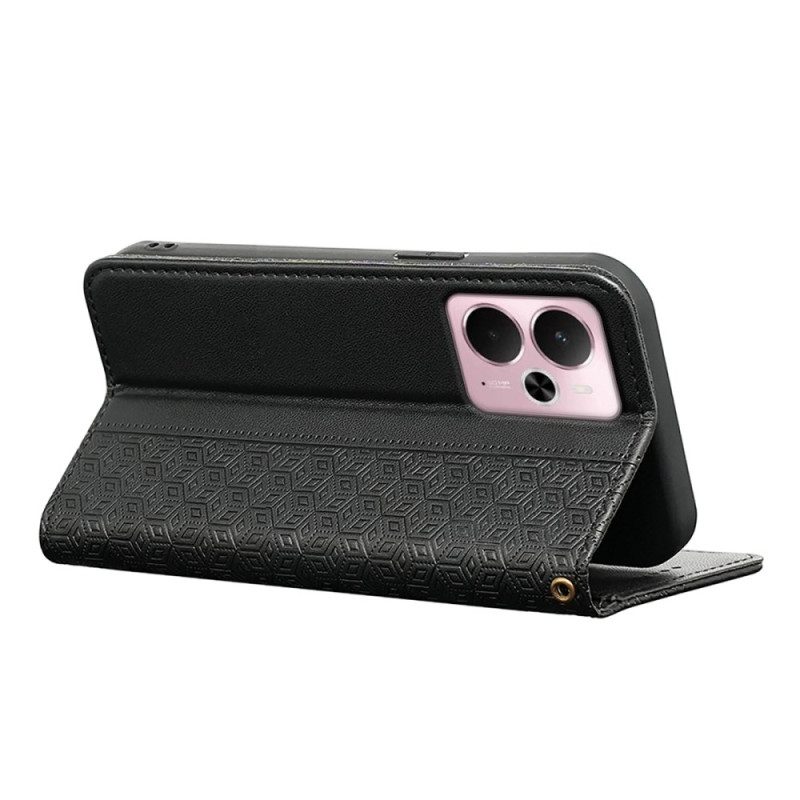 Flip Case Realme 14 5g Karierter Rand Und Riemen