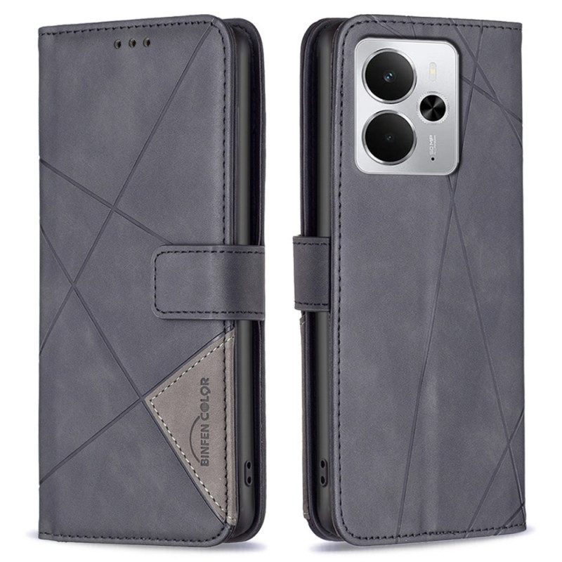 Lederhüllen Für Realme 14 5g Geometrisches Binfen Color-muster
