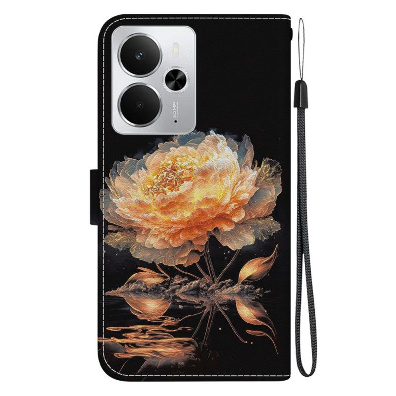 Lederhüllen Für Realme 14 5g Goldene Pfingstrose