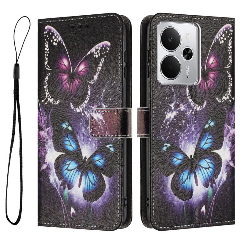 Lederhüllen Für Realme 14 5g Zwei Schmetterlinge