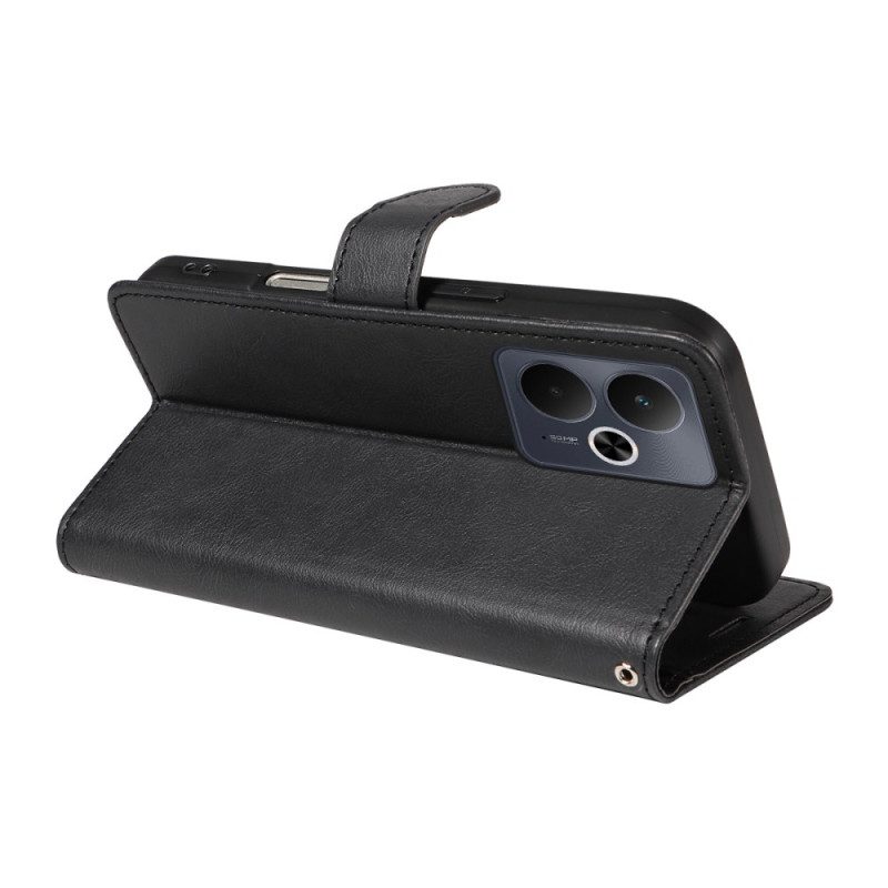 Lederhüllen Realme 14 5g Glatte Lederoptik Mit Riemen