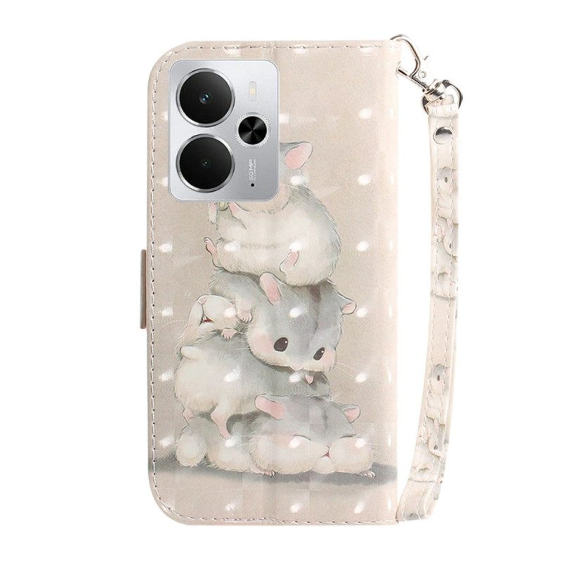 Lederhüllen Realme 14 5g Hamster Mit Lanyard