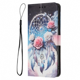 Lederhüllen Realme 14 5g Handyhülle Blumenmuster Und Traumfänger