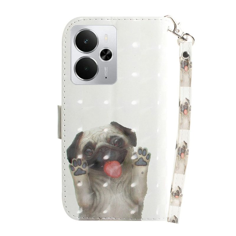 Lederhüllen Realme 14 5g Handyhülle Mops Mit Lanyard