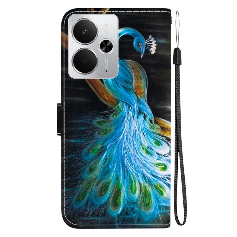 Lederhüllen Realme 14 5g Handyhülle Pfauenmuster