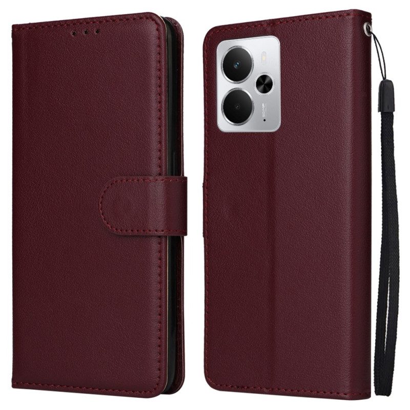 Lederhüllen Realme 14 5g Handyhülle Schlicht Mit Riemen