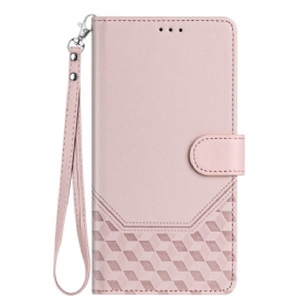 Lederhüllen Realme 14 5g Rfid-schlüsselband Mit Wabenmuster