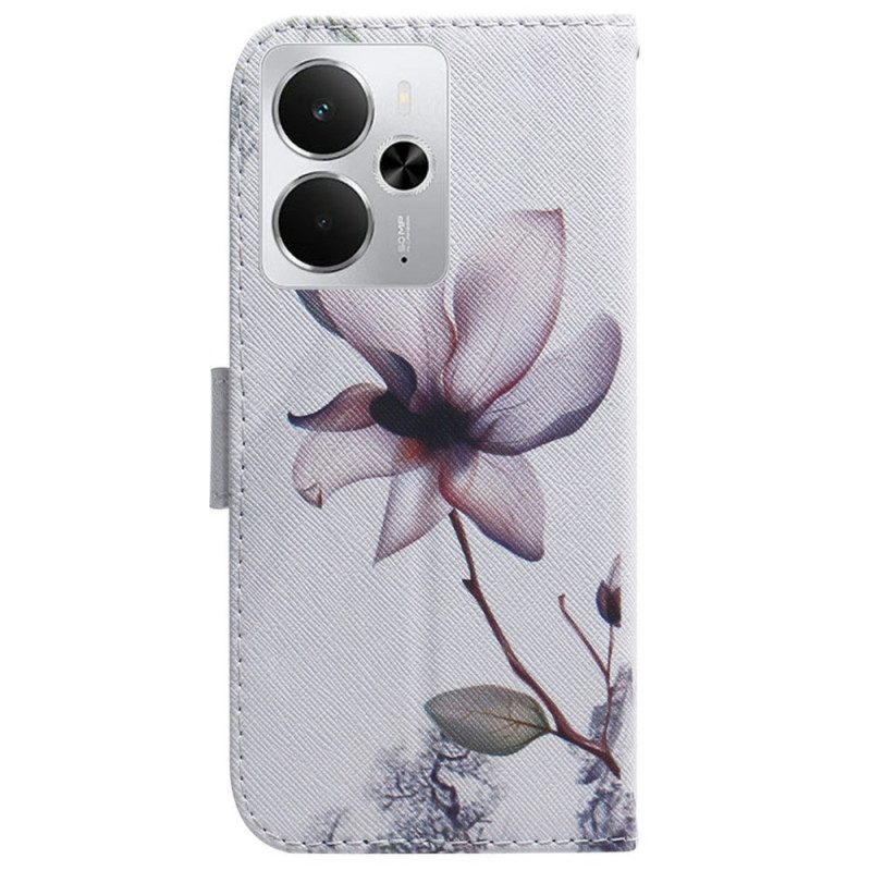 Lederhüllen Realme 14 5g Rosa Blume