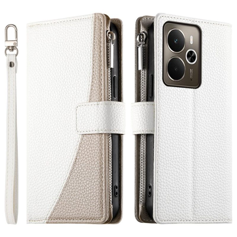 Lederhüllen Realme 14 5g Zweifarbig Mit Riemen