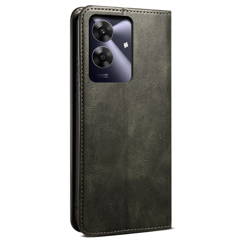 Flip Case Für Realme Note 60x Gewachstes Kunstleder