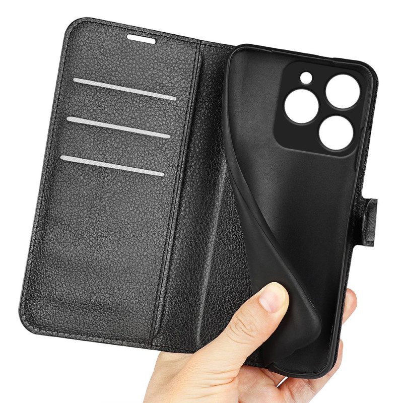 Lederhüllen Realme Note 60x Klassisches Litschi-kunstleder