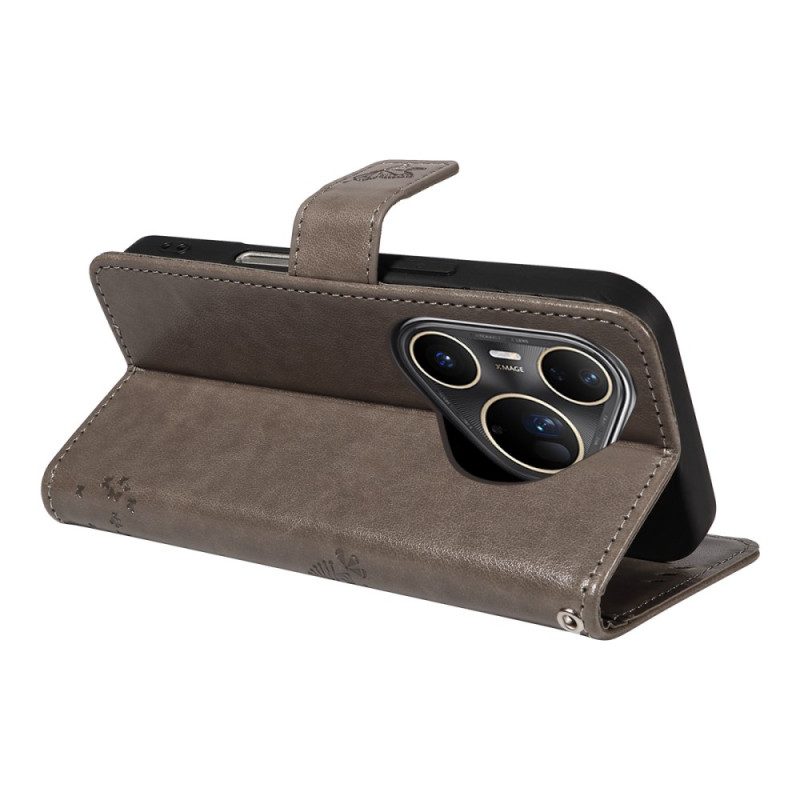 Lederhüllen Für Huawei Pura 80 Ultra Katze Und Baum