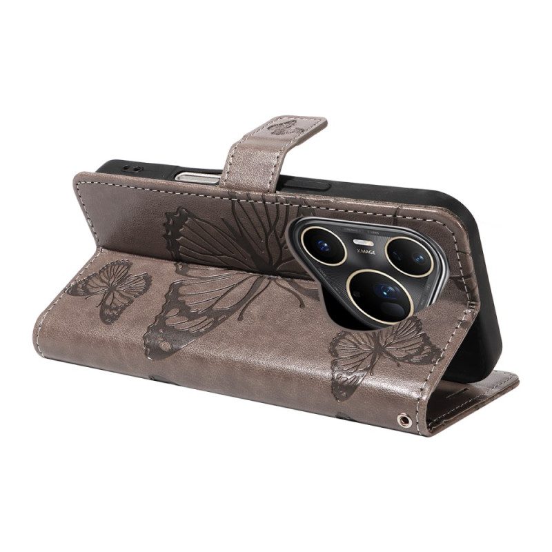 Lederhüllen Huawei Pura 80 Ultra Handyhülle Große Schmetterlinge