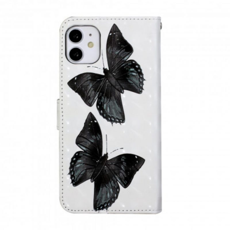 Flip Case Für iPhone 11 Mit Kordel Verstellbarer Schmetterlingsriemen