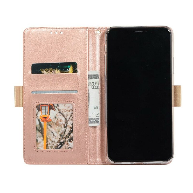 Lederhüllen Für iPhone 11 Mit Kordel Geldbörse Mit Spitzenriemen