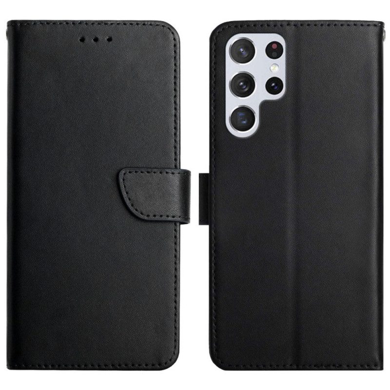 Flip Case Für Samsung Galaxy S22 Ultra 5G Echtes Nappaleder