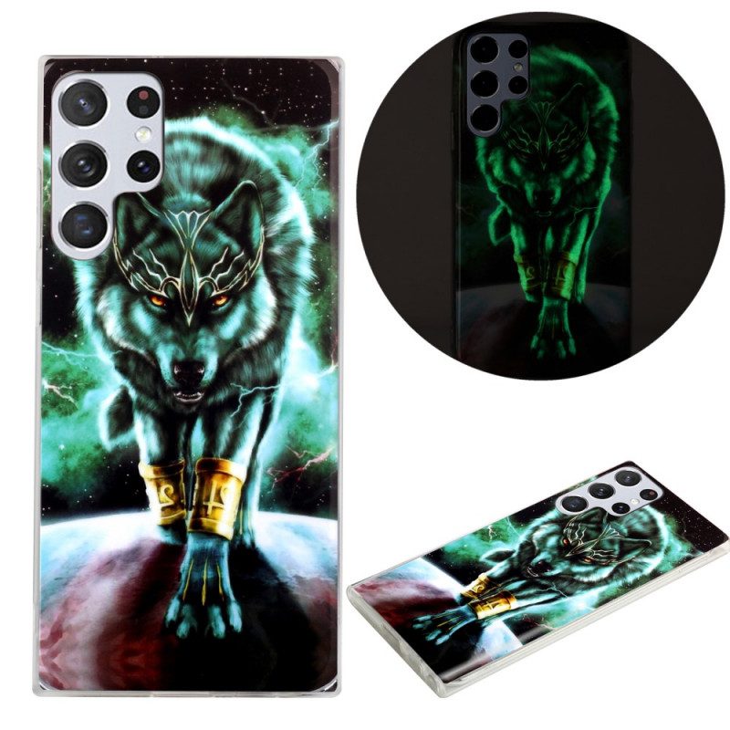 Hülle Für Samsung Galaxy S22 Ultra 5G Fluoreszierender Wolf