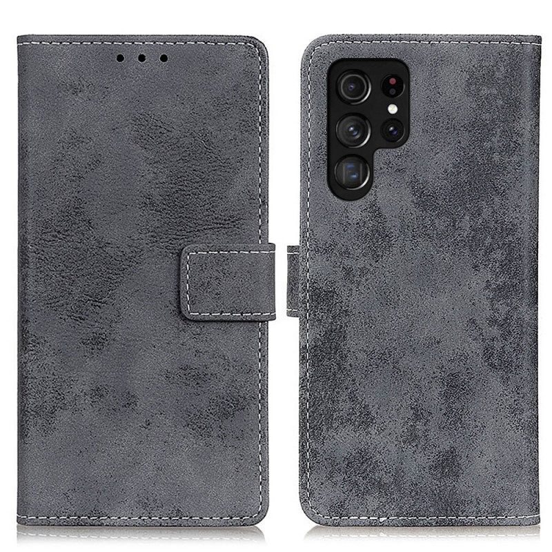 Lederhüllen Für Samsung Galaxy S22 Ultra 5G Vintage-ledereffekt