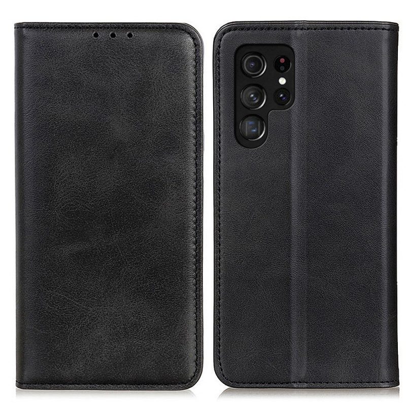 Schutzhülle Für Samsung Galaxy S22 Ultra 5G Flip Case Elegantes Spaltleder
