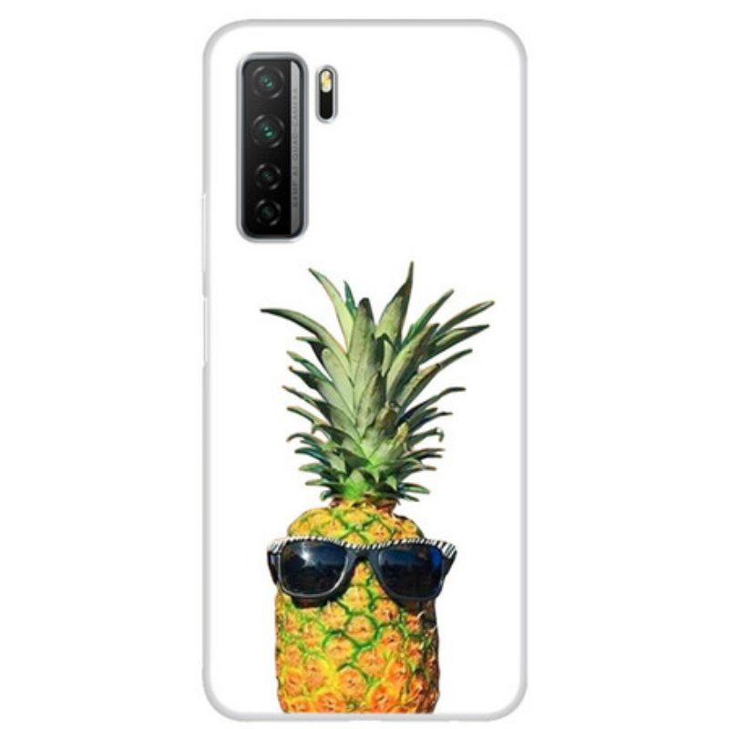 Hülle Für Huawei P40 Lite 5G Transparente Ananas Mit Brille