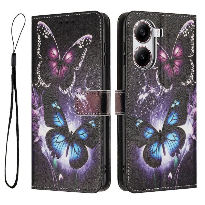 Lederhüllen Für Poco X7 Pro 5g Zwei Schmetterlinge