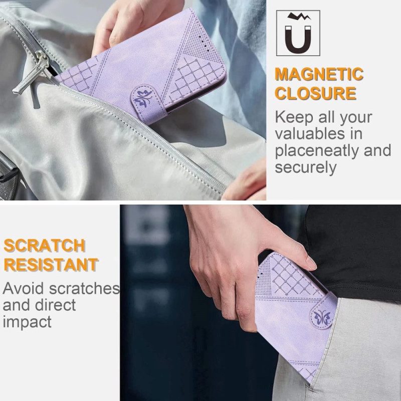 Lederhüllen Poco X7 Pro 5g Handyhülle Geometrisches Muster Und Schmetterlinge