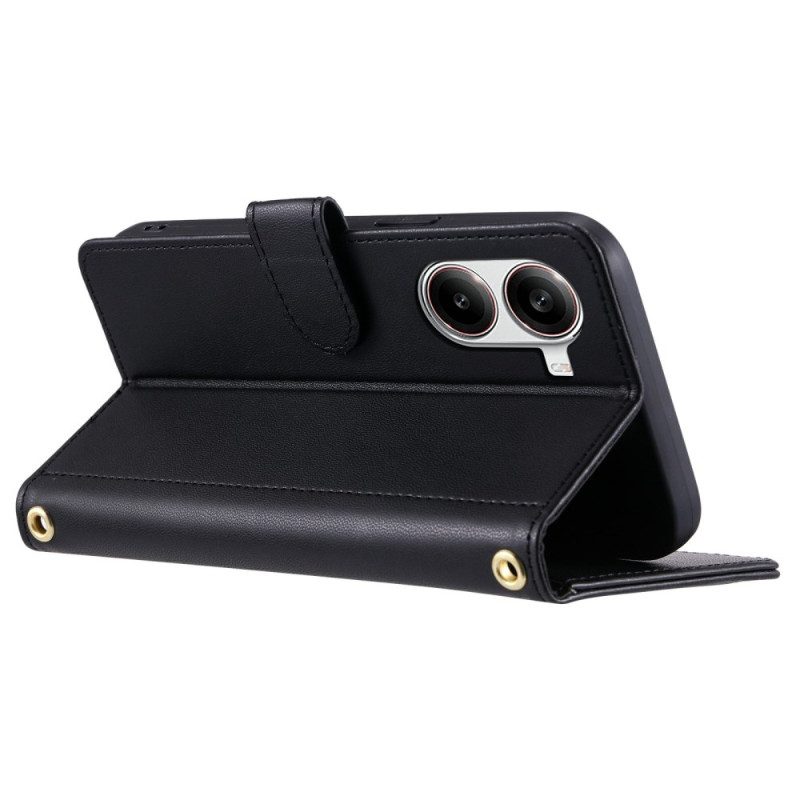 Lederhüllen Poco X7 Pro 5g Handyhülle Gesteppt Mit Riemen