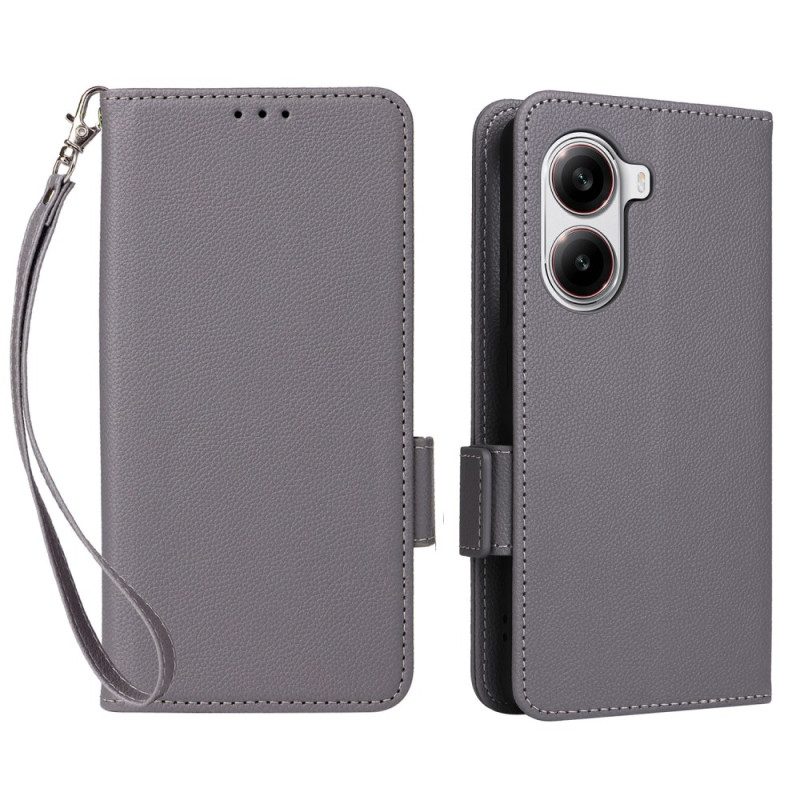 Lederhüllen Poco X7 Pro 5g Handyhülle Kunstleder In Litschi Mit Riemen