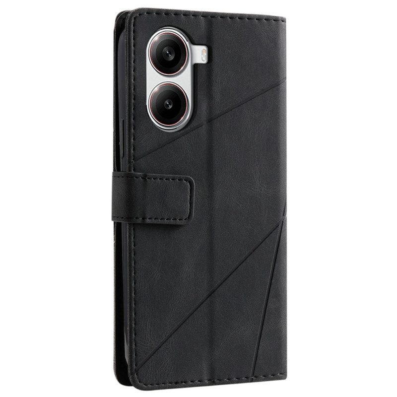 Lederhüllen Poco X7 Pro 5g Handyhülle Zweifarbige Geometrische Linien