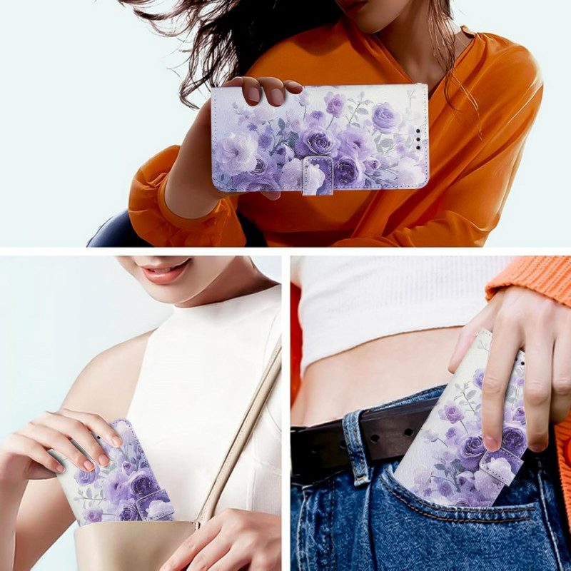 Lederhüllen Poco X7 Pro 5g Lila Blumen
