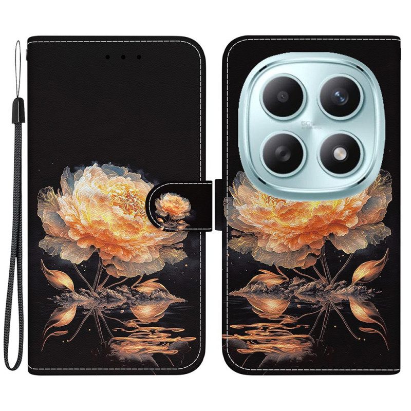 Lederhüllen Für Xiaomi Redmi Note 15 5g Goldene Pfingstrose