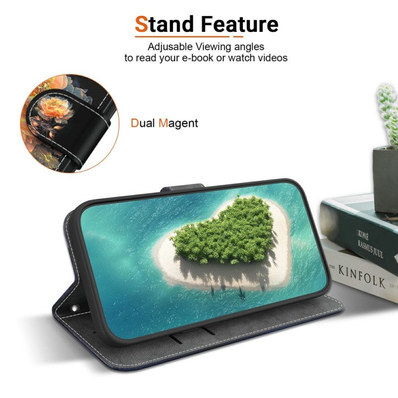 Lederhüllen Für Xiaomi Redmi Note 15 5g Goldene Pfingstrose