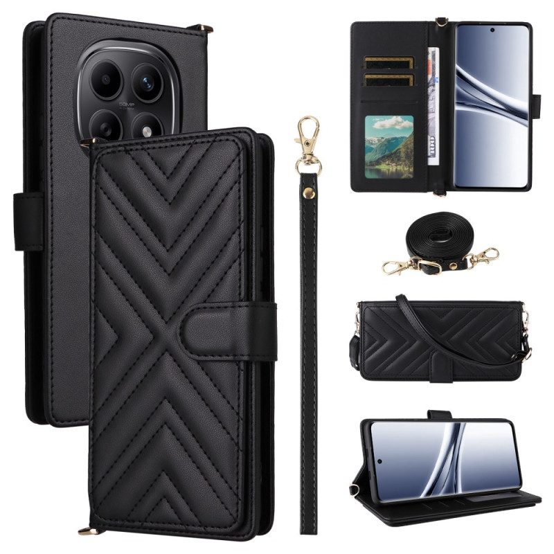 Lederhüllen Xiaomi Redmi Note 15 5g Gesteppt Mit Schulterriemen Armband