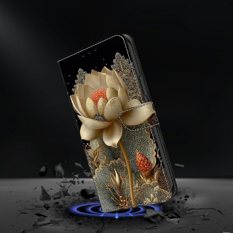 Lederhüllen Xiaomi Redmi Note 15 5g Goldener Lotus