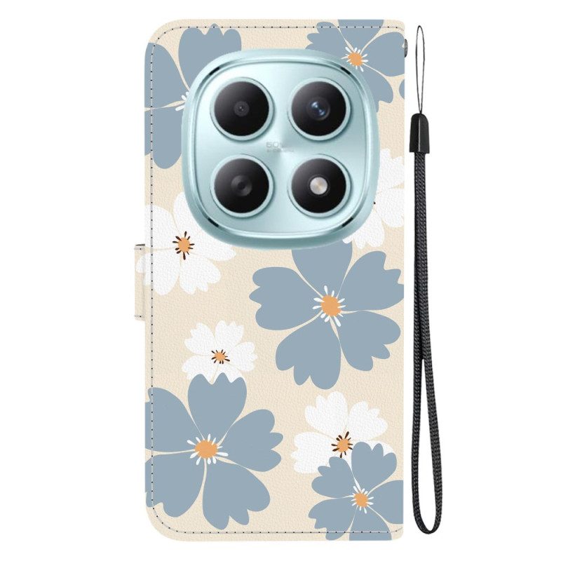 Lederhüllen Xiaomi Redmi Note 15 5g Handyhülle Blaue Gänseblümchen