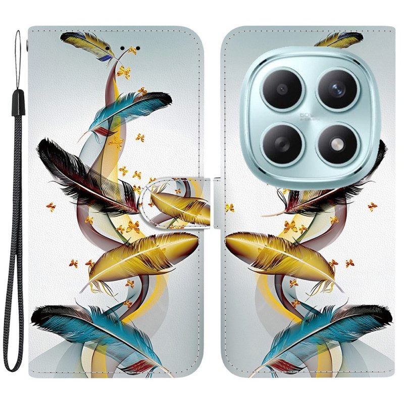 Lederhüllen Xiaomi Redmi Note 15 5g Handyhülle Bunte Federn