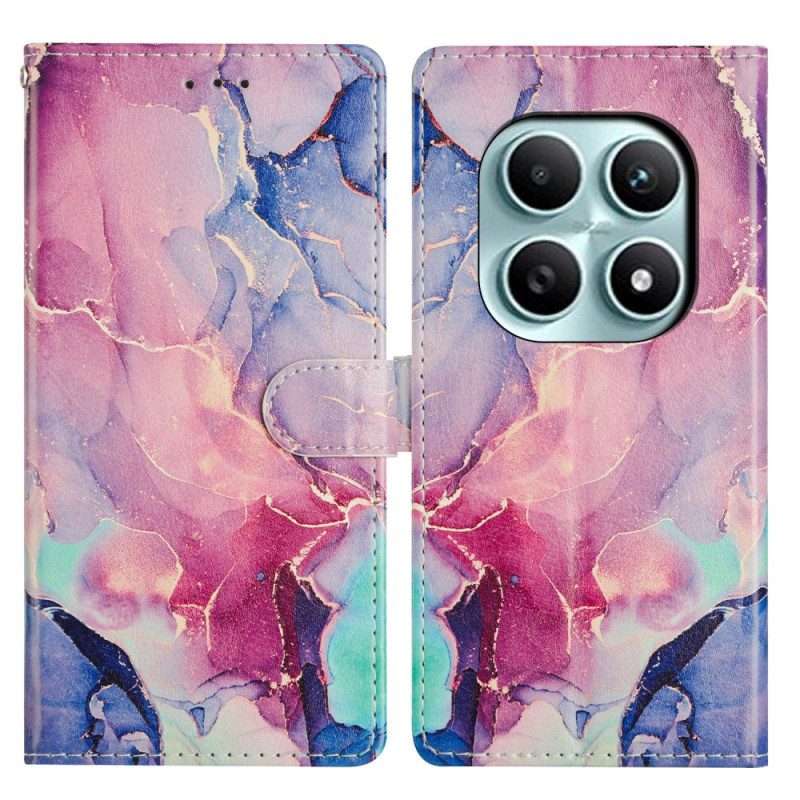 Lederhüllen Xiaomi Redmi Note 15 5g Handyhülle Rosa-grüner Marmor