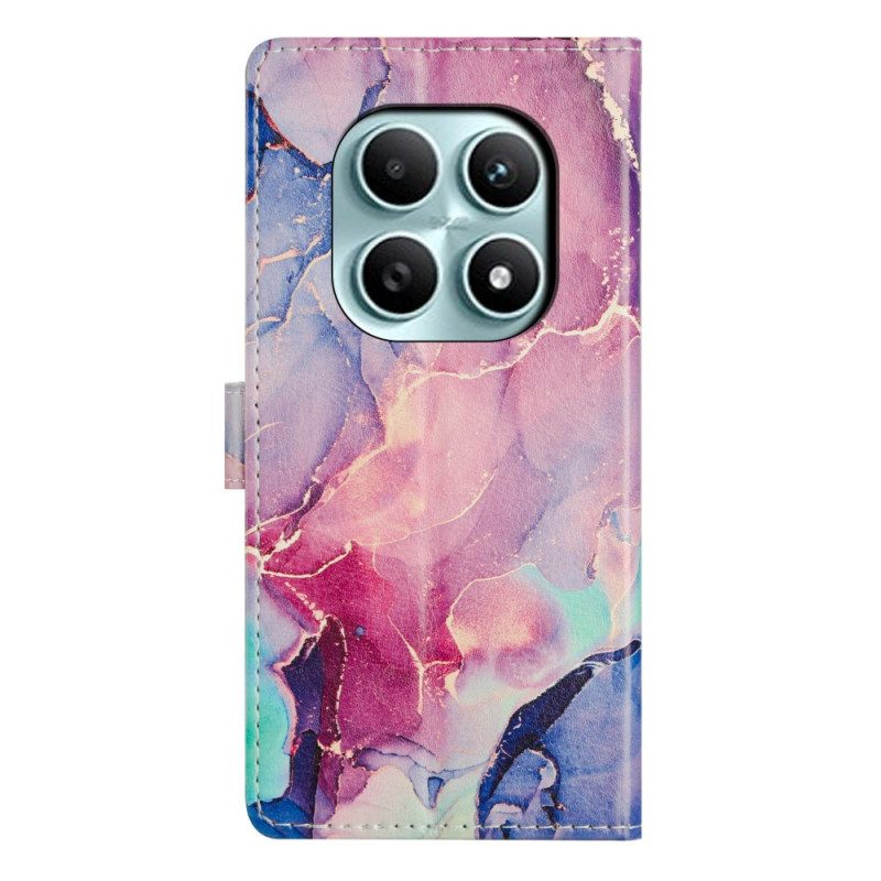 Lederhüllen Xiaomi Redmi Note 15 5g Handyhülle Rosa-grüner Marmor