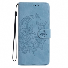 Lederhüllen Xiaomi Redmi Note 15 5g Handyhülle Schmetterlings- Und Blumenmuster In Wildlederoptik