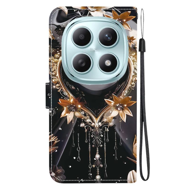 Lederhüllen Xiaomi Redmi Note 15 5g Handyhülle Schwarzes Und Goldenes Herz