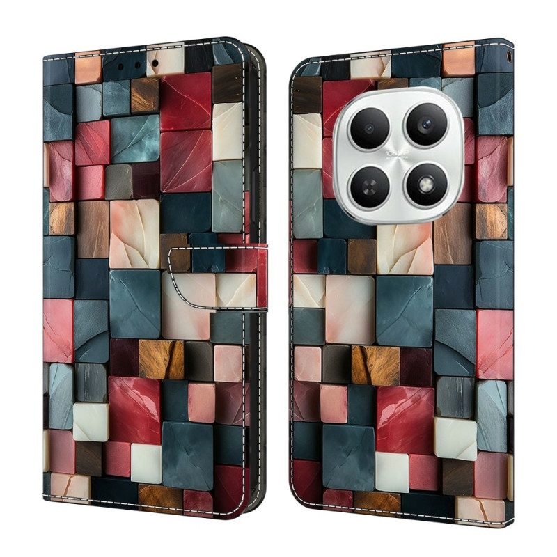Lederhüllen Xiaomi Redmi Note 15 5g Mit Faltbarem Ständer – Buntes Ziegelmuster