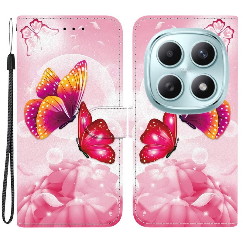 Lederhüllen Xiaomi Redmi Note 15 5g Rosa Schmetterlinge