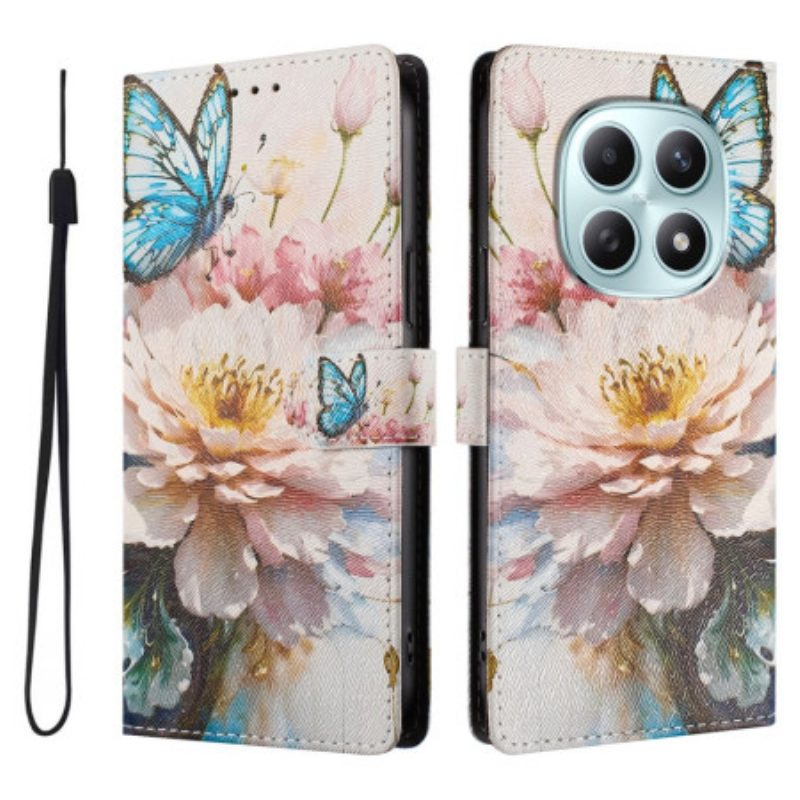 Lederhüllen Xiaomi Redmi Note 15 5g Schmetterling Und Blumen