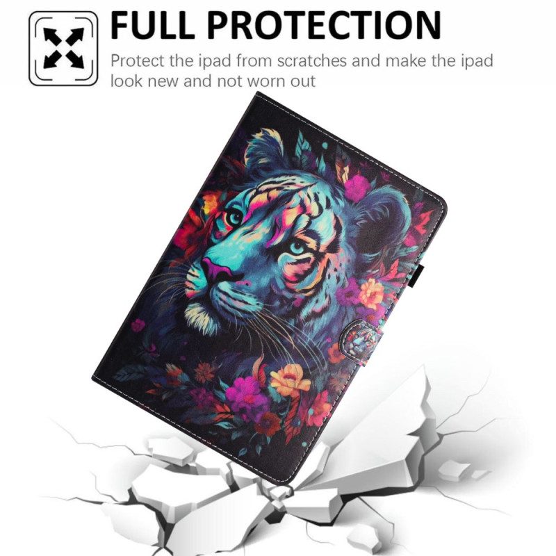Case iPad (2025) Bunter Tiger