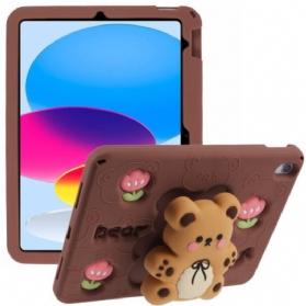 Case iPad (2025) Handyhülle Teddybär-ständer Und Tulpenmuster